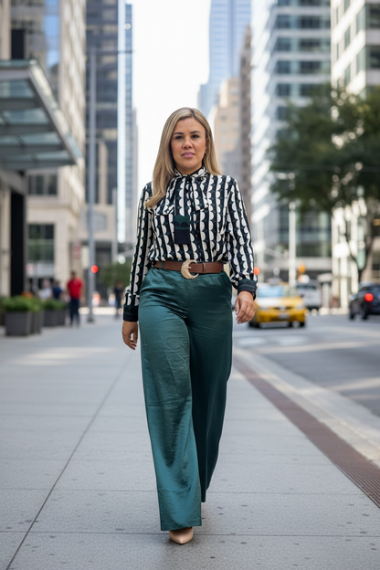 Blusa Casual de Manga Larga Estampado Lunares de Colores