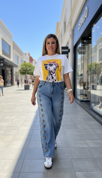 Blusa Blanca Estampado Perro con Pañoleta