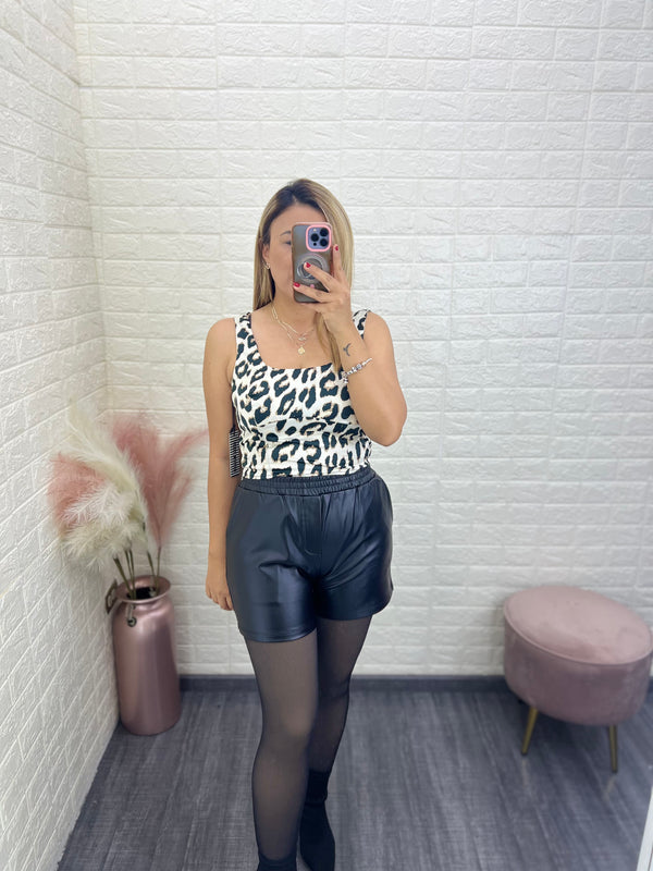 Blusa Corta de Tirantes Estampado Animal Print Claro