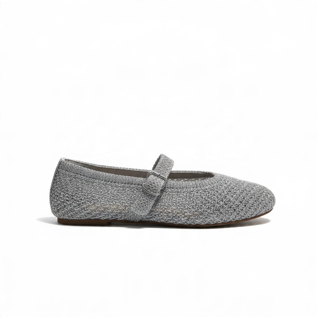 Zapatilla en Tela de Malla Color Plata