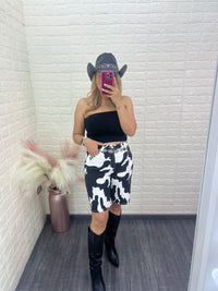 Bermuda de Mezclilla Estampado Cow Print