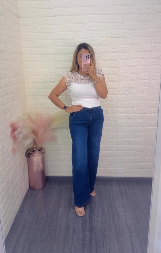 Jeans De Mezclilla Azul Corte High Rise Relaxed Skater Jean