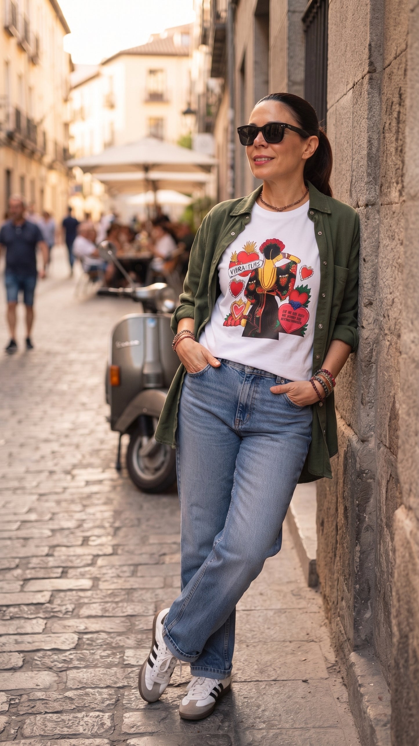 Playera Blanca Estampado Chica Mexicana