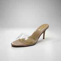 Zapatos de Tacón Bajo con Correa de Vinil Transparente