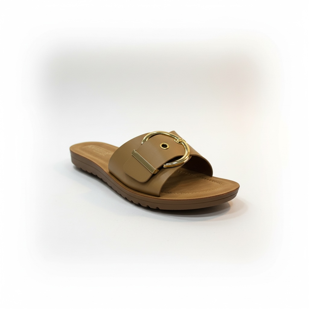 Chanclas Color Beige con Hebila
