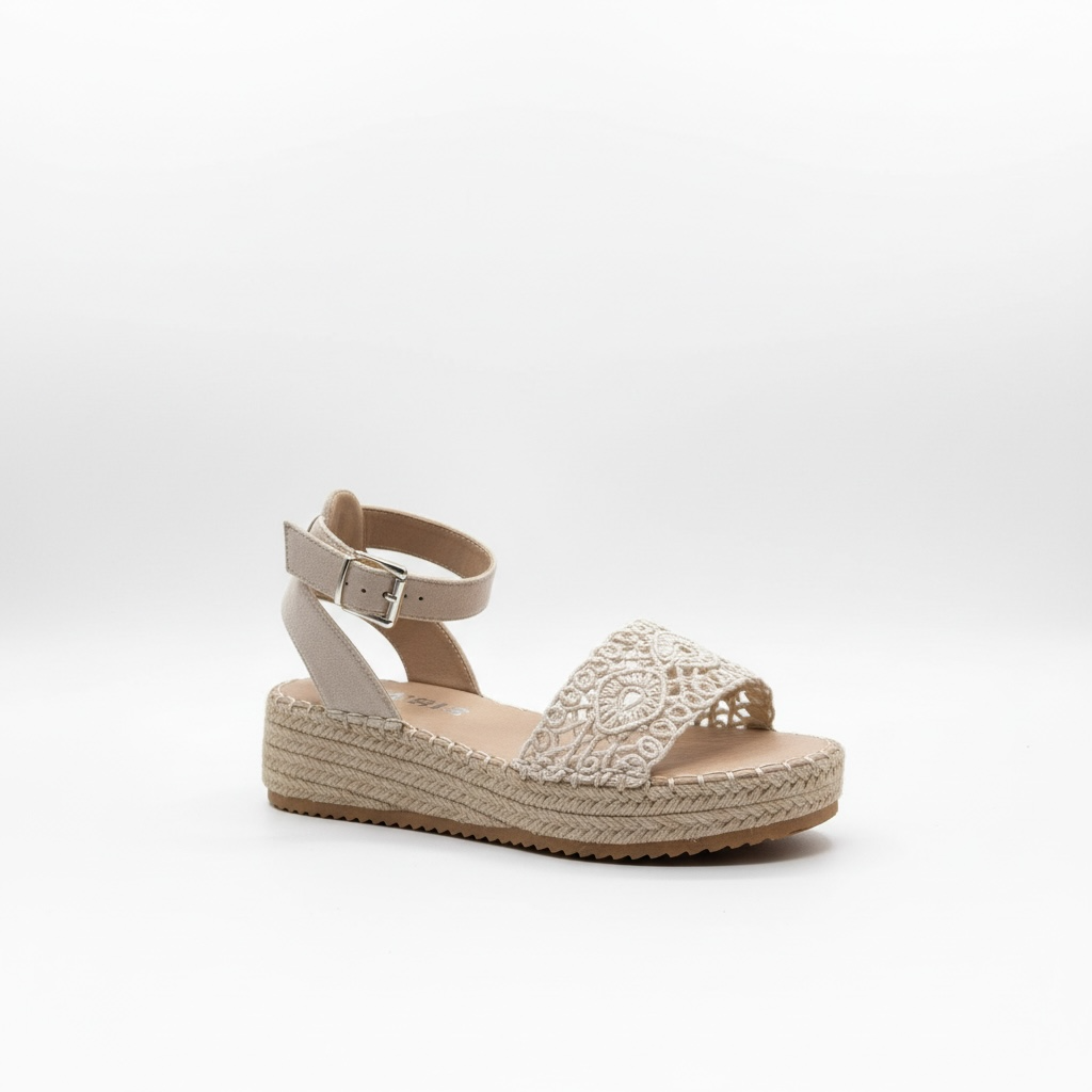 Zapatos de Plataforma Color Hueso con Plataforma de Yute