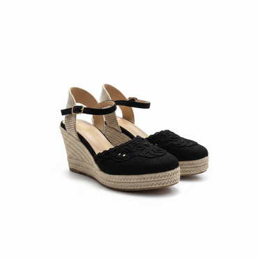 Alpargatas De Plataforma de Yute Beige con Negro