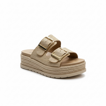 Chanclas  de Yute de Plataforma en Color Beige