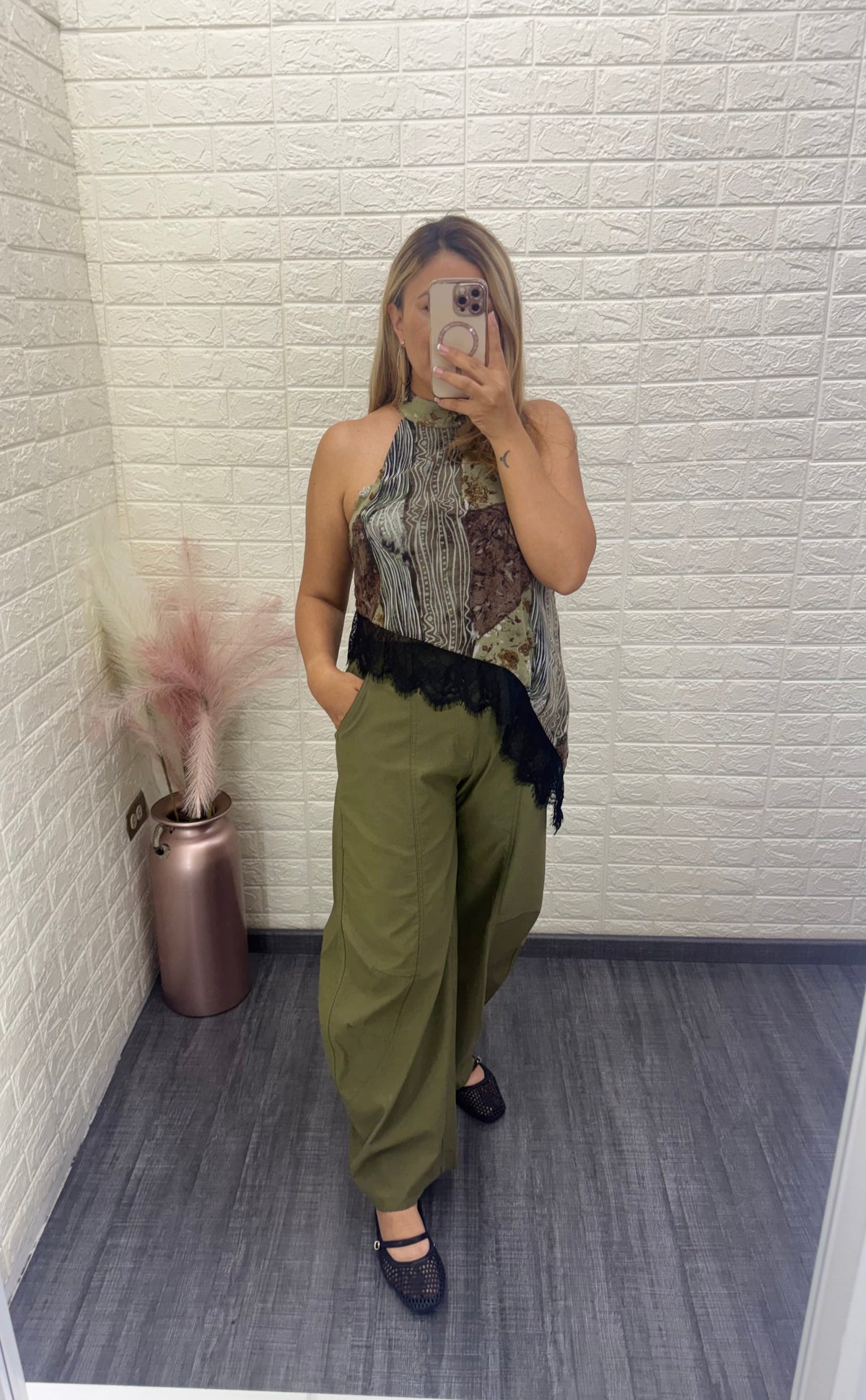 Blusa con Estampado y Aplicacion Lencera