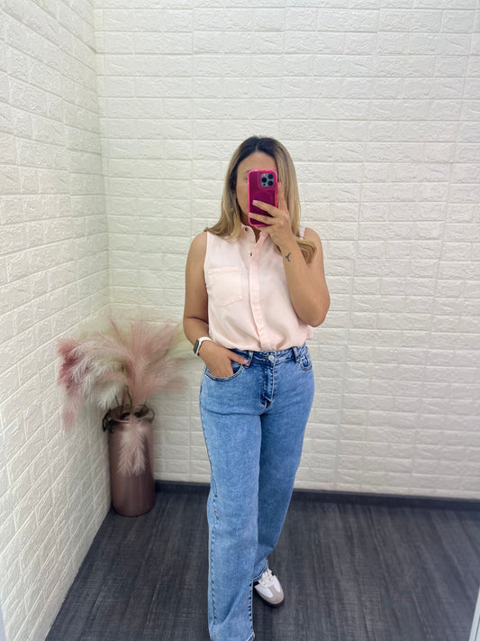 Jeans de Mezclilla Color Pre Wash Corte Straight Loose Fit