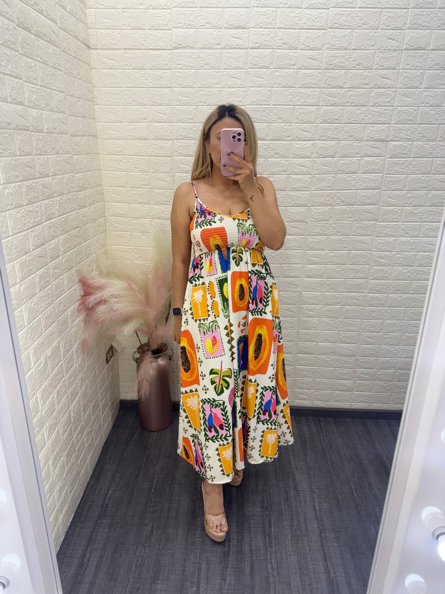 Vestido De Tirantes Estampado Playero