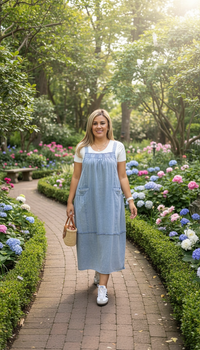 Vestido Tipo Bata de Tirantes en Mezclilla Ligera
