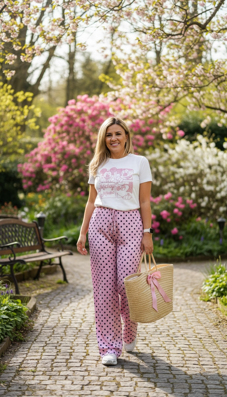 Blusa Blanca con Bordado Rosa de Personajes Disney