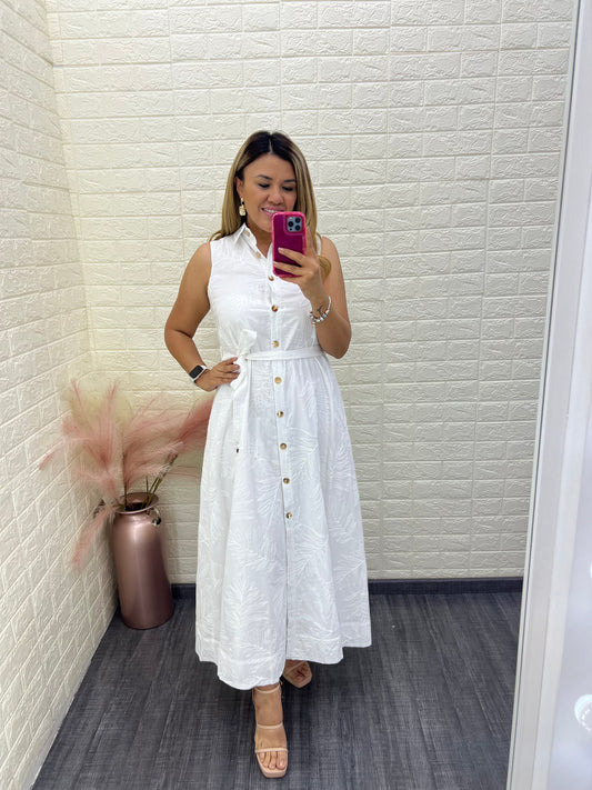 Vestido Blanco Largo sin Mangas