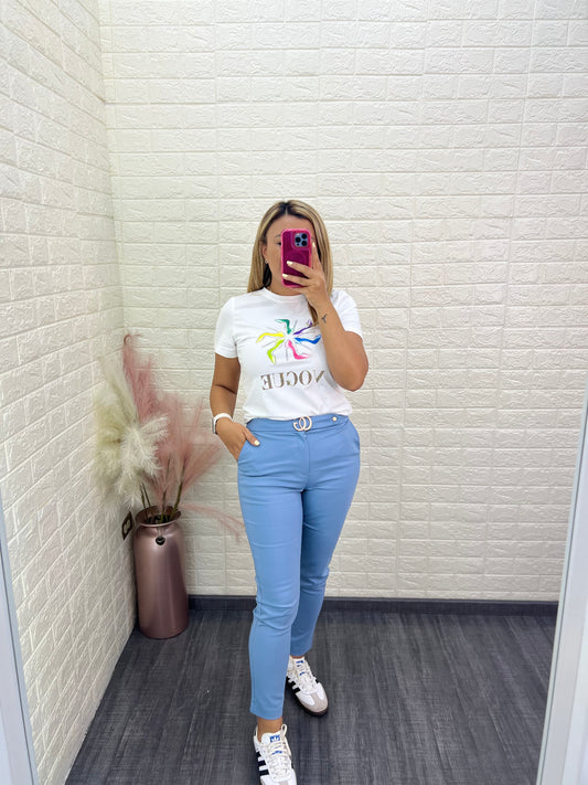 Pantalón Skinny Casual Color Azul Acero