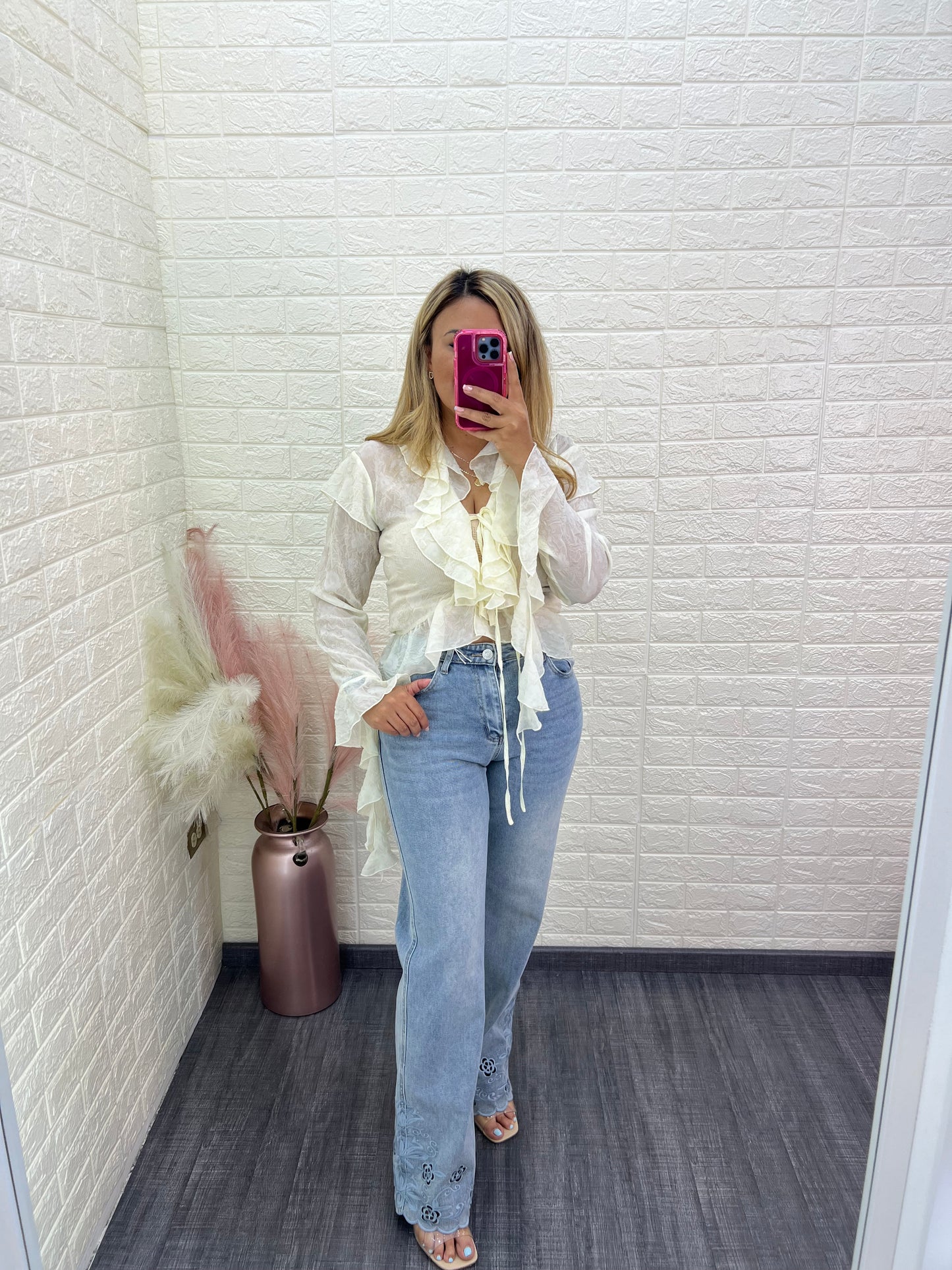 Blusa de Gasa con Jaretas al Frente