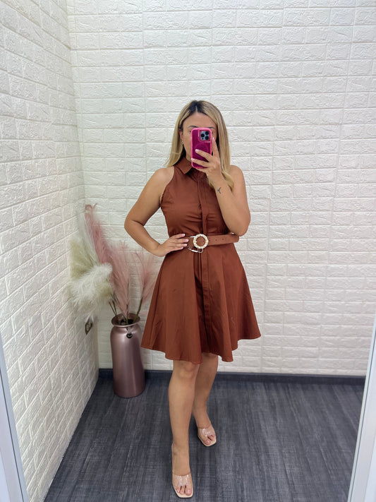 Vestido Café con Cinto