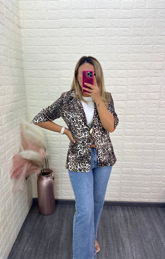 Blazer Casual Estampado Animal Print