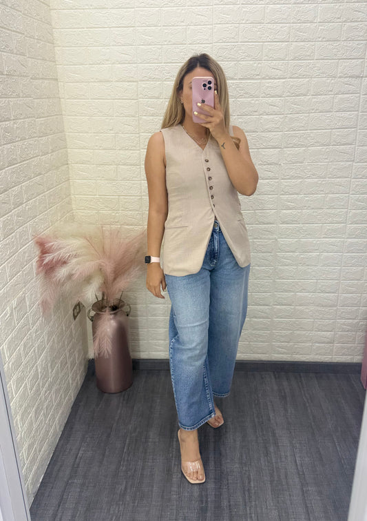 Chaleco Casual Color Beige