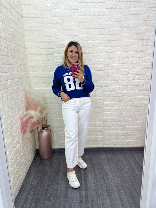 Jeans de Mezclilla Blanco Corte High Rise Balloon Jean