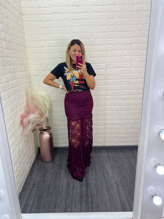 Playera Negra Estampado Chica Vaquera