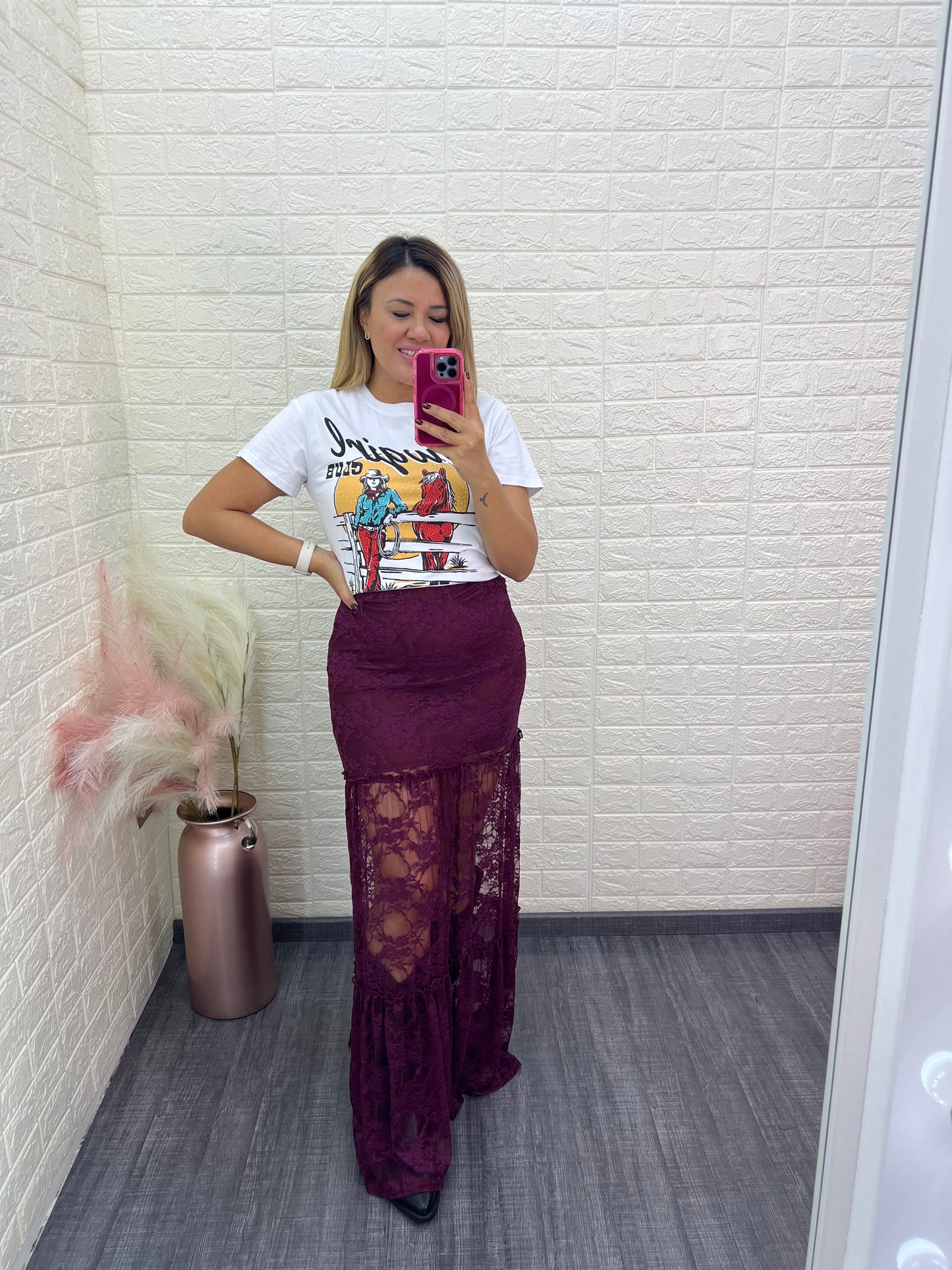 Playera Blanca Estampado Chica Vaquera