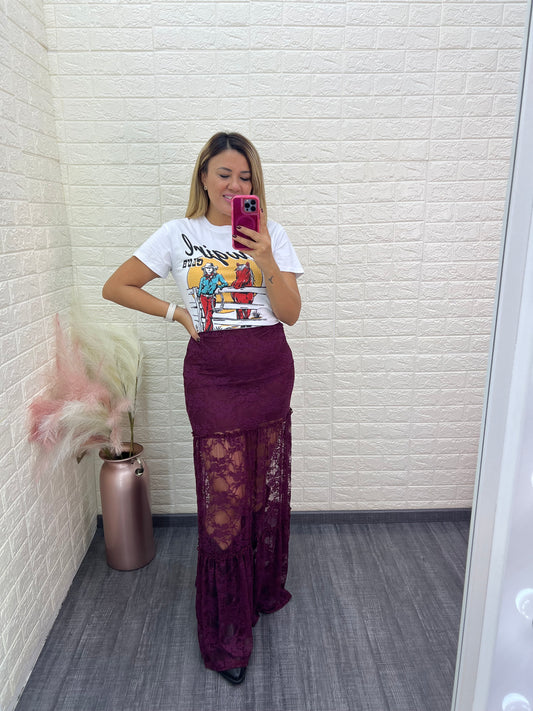 Playera Blanca Estampado Chica Vaquera