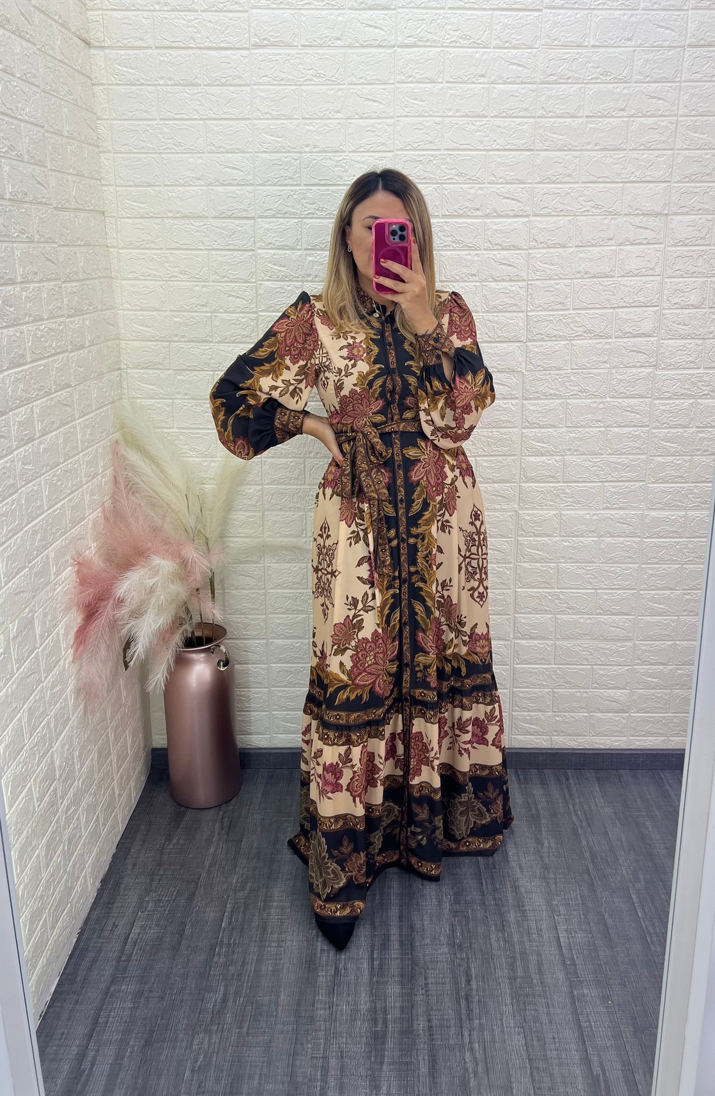 Vestido Largo Estampado con Cintillo