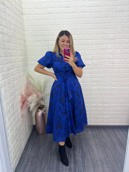 Vestido Azul Rey Estampado Floral