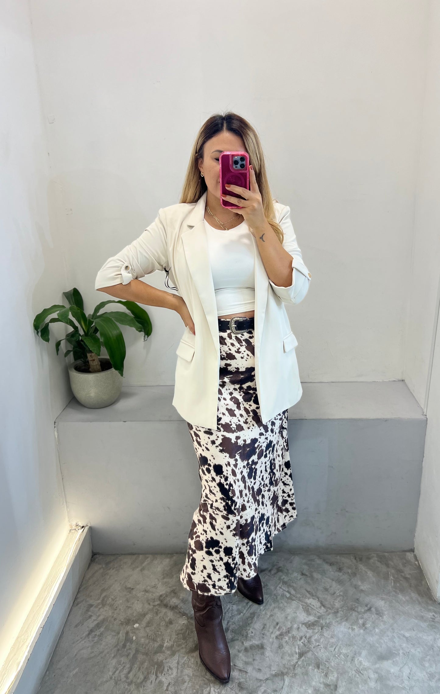 Blazer Color Cream Casual Abierto