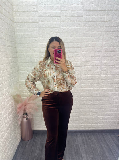 Camisa de Manga Larga Estampada con Aplicaciones de Brillos