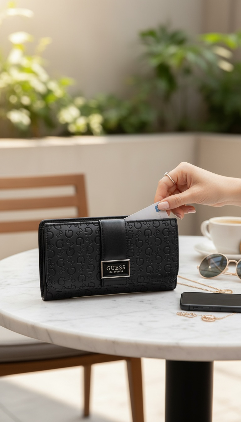 Monedero Negro Guess
