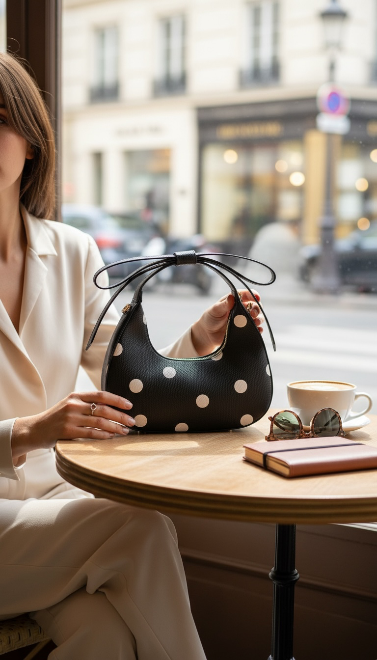 Bolso Negro Estampado Polka Dots