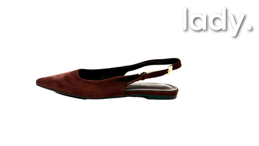 Zapatilla Tipo Flat en Color Café en tela de Gamuza