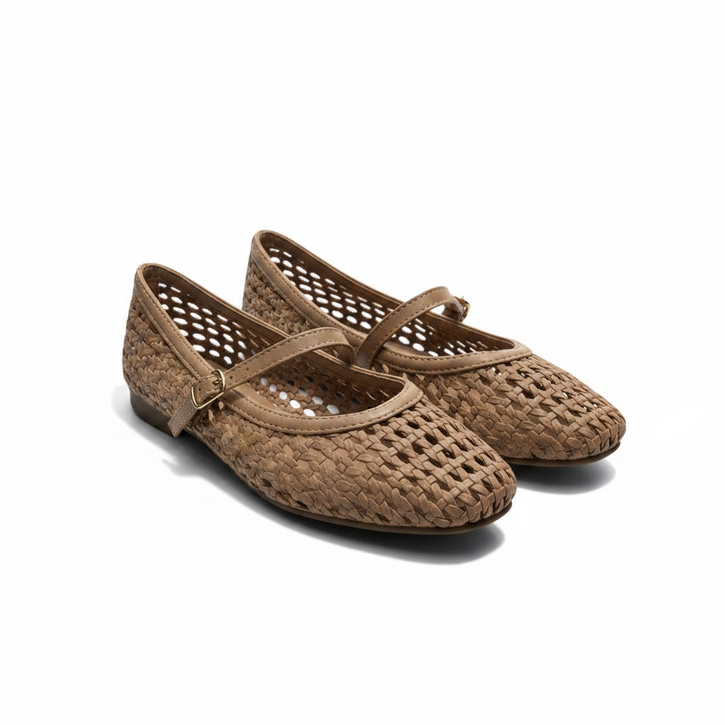 Zapatillas de Malla en Color Nude con Correa