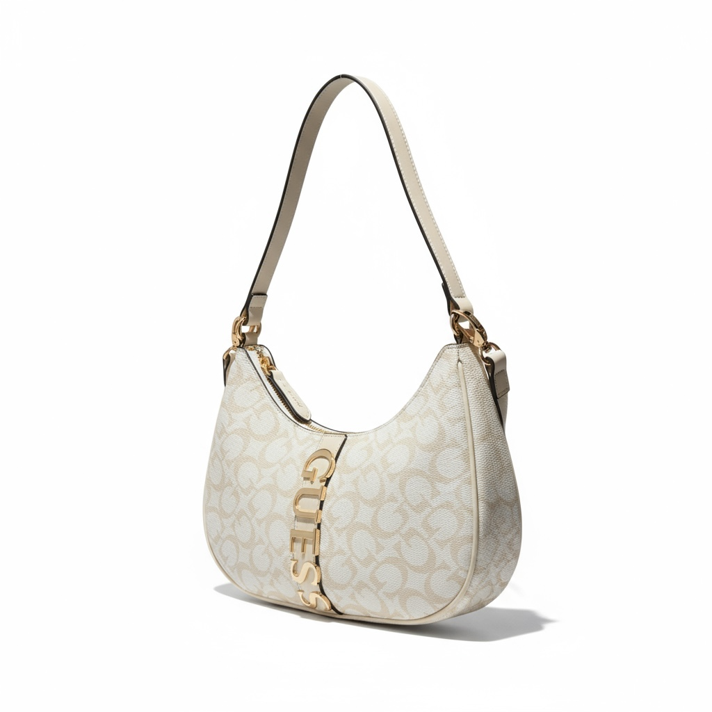 Bolsa Guess Color Cream con Logo Vertical
