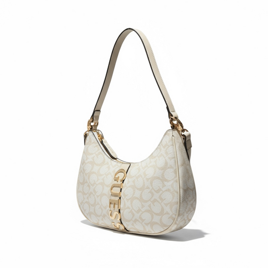 Bolsa Guess Color Cream con Logo Vertical