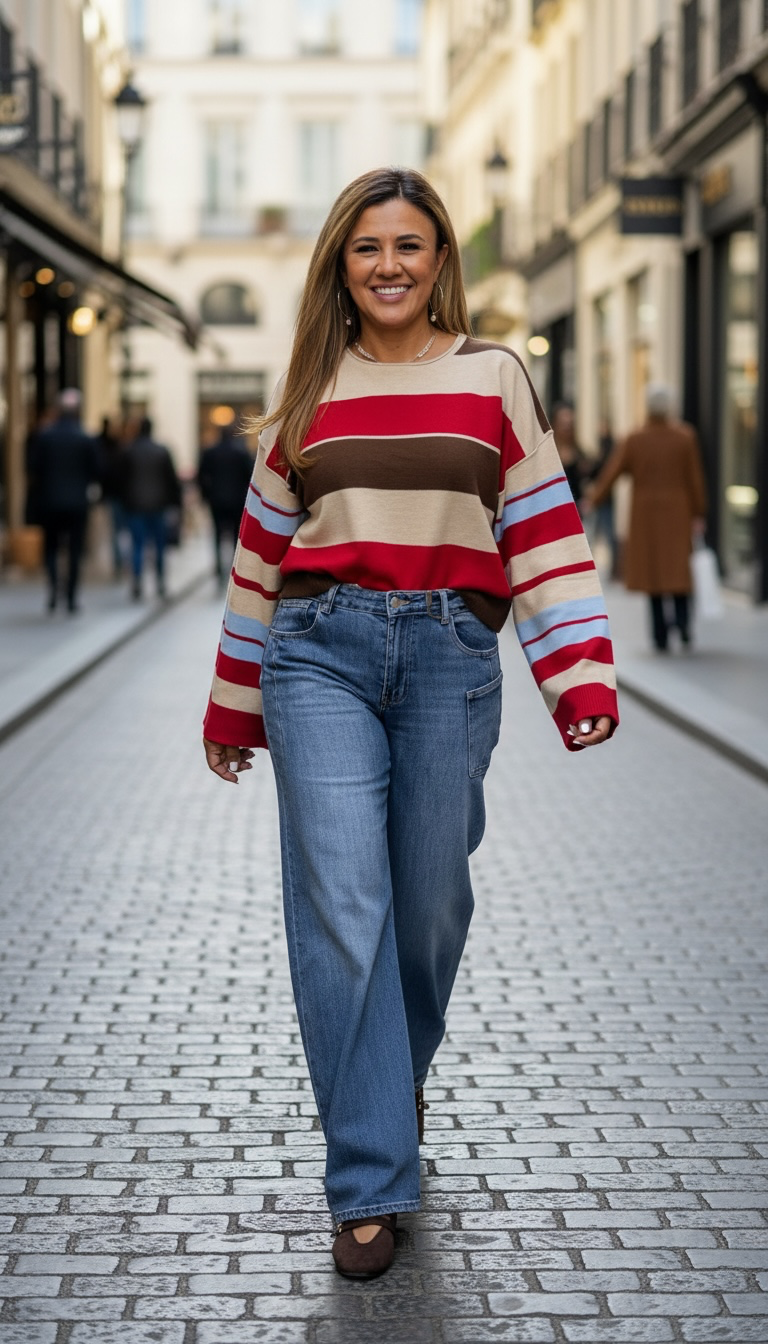 Blusa  Sudadera Estampado a Rayas de Colores