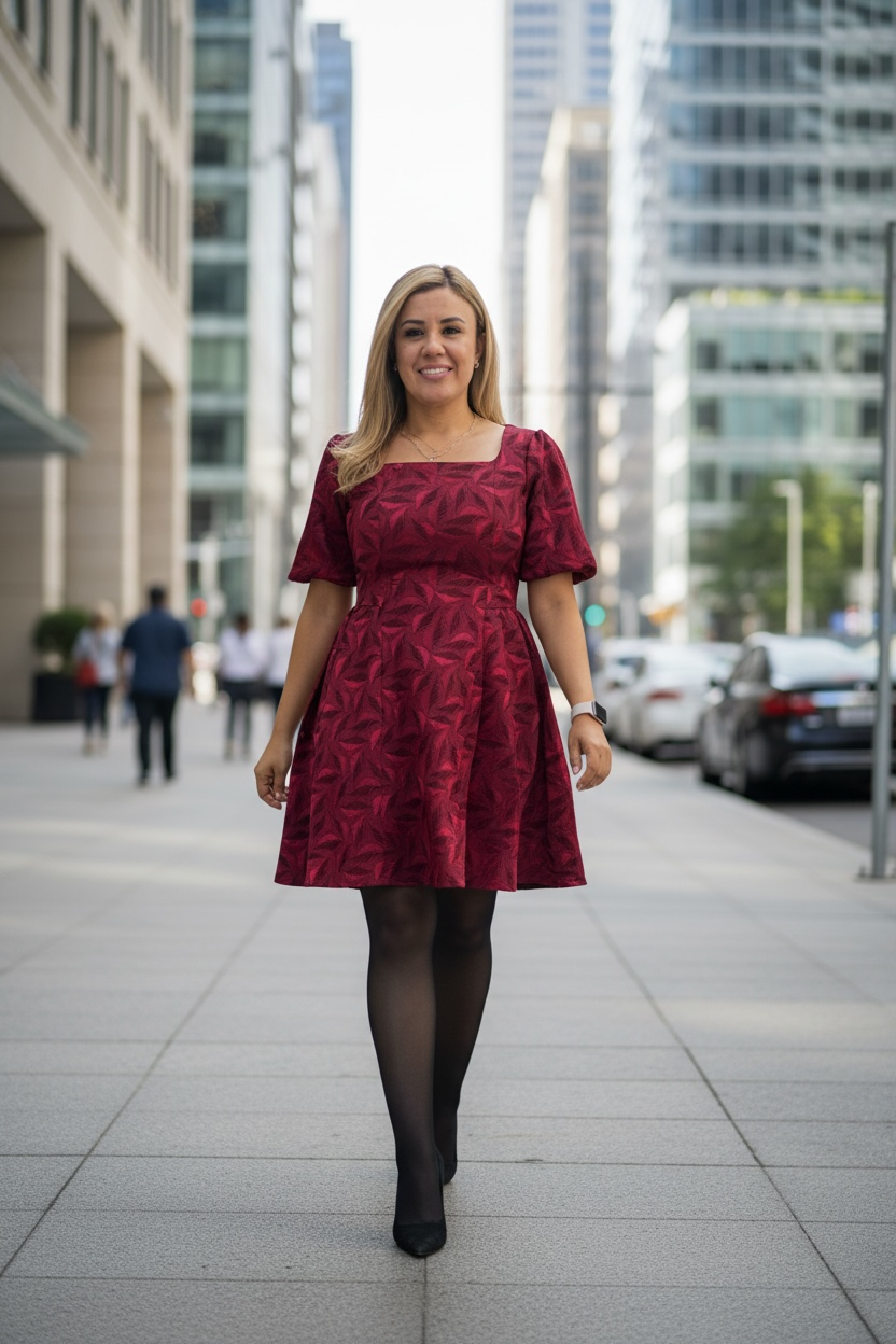 Vestido Rojo Satín con Flores Bordadas