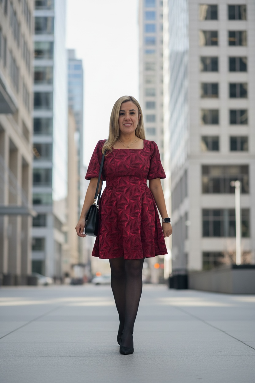 Vestido Rojo Satín con Flores Bordadas