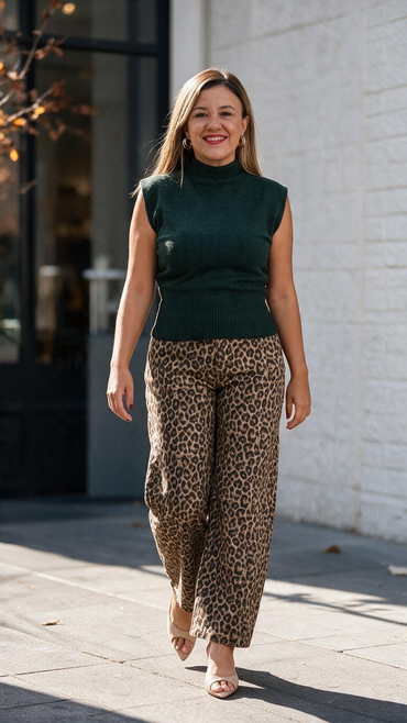 Blusa Suéter Sin Mangas Color Verde de Cuello Alto