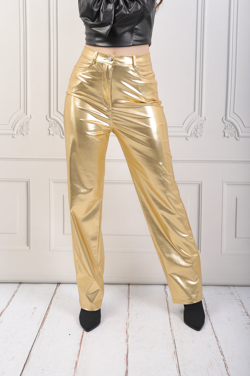 Pantalón metálico dorado