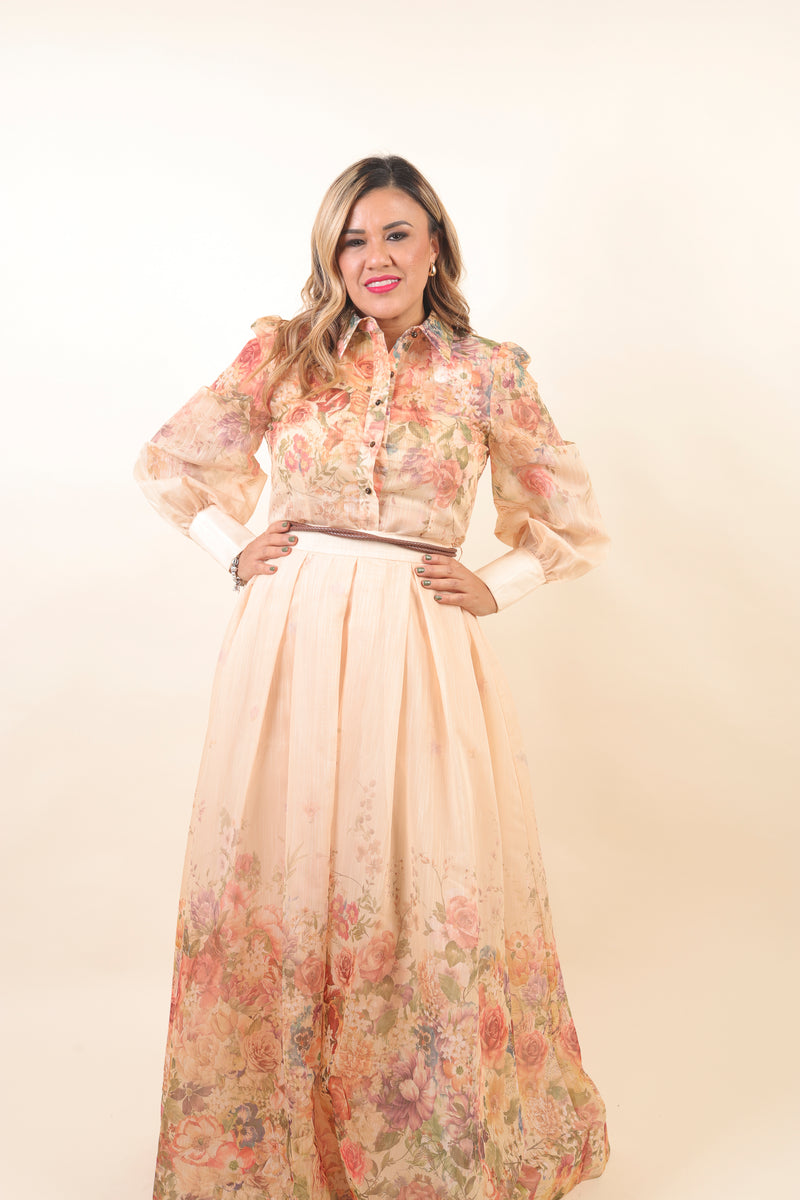 Conjunto de Blusa y Falda Estampado Floral