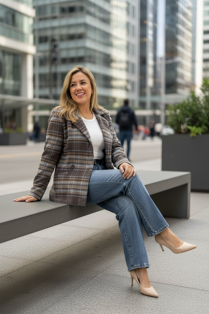 Blazer Estampado a Cuadros