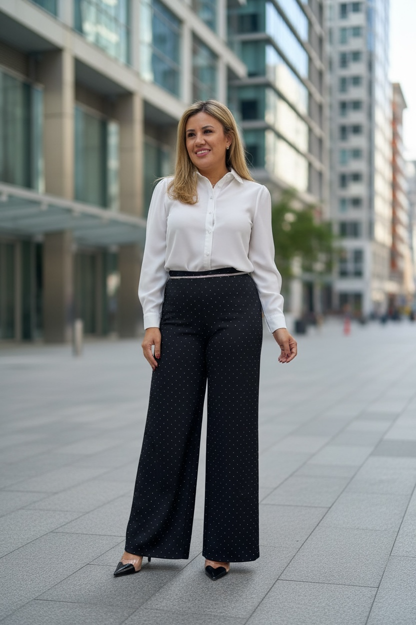 Camisa Blanca con Aplicaciones de Perlas