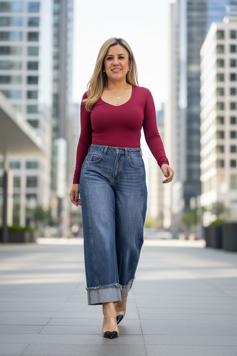 Pantiblusa Guinda sin Costuras Manga Larga