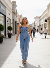 Jumpsuit de Mezclilla Straple Corte Recto