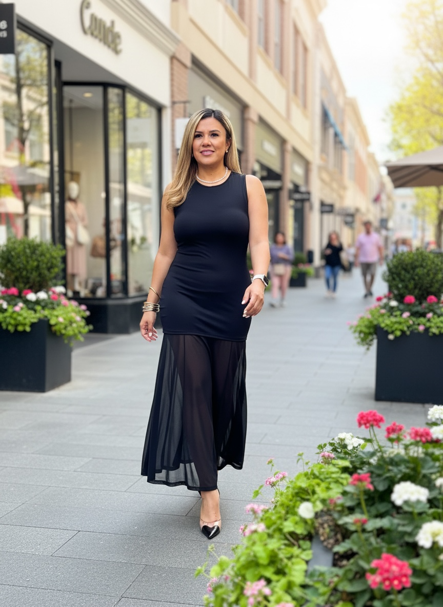 Vestido Negro de Tirantes Largo