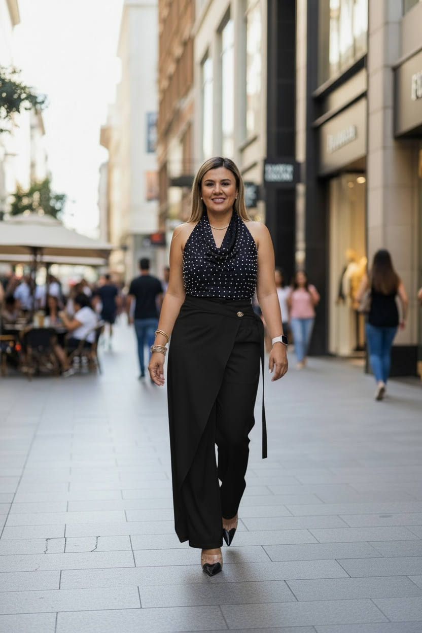 Pantalón Casual Cruzado Negro