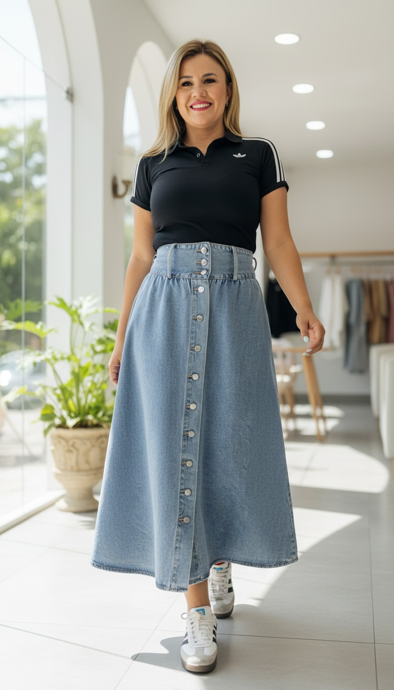 Blusa Negra Cuello Tipo Polo con Logotipo